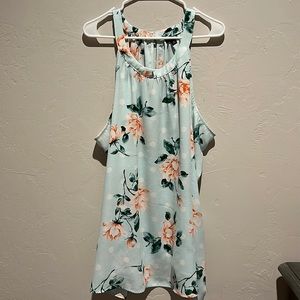 PRICE DROP! Torrid pale blue floral halter top with polka dots size 3